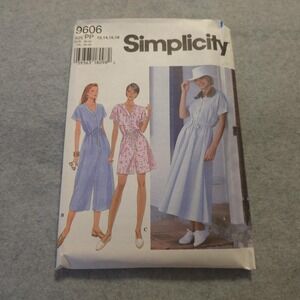 Simplicity 9606 Misses Dress Romper Pattern 12-18 PP Drawstring Waist Uncut